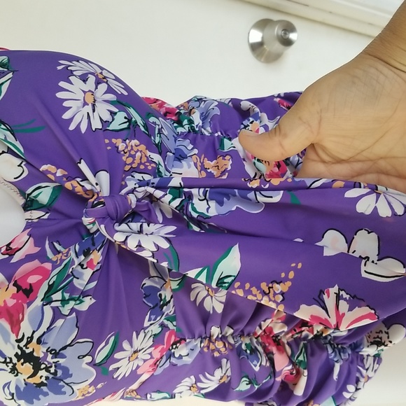 Cupshe Purple Floral One Piece Swimsuit - Picture 3 of 9